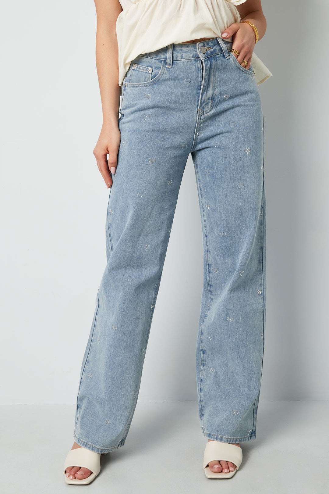 Damen Jeans Herzstickerei | Baumwolle | Blau