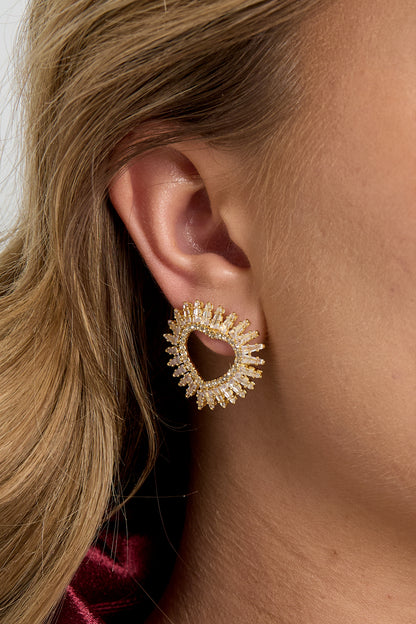 Damen Herzohrstecker Zirkon | Kupfer vergoldet | Gold & Silber