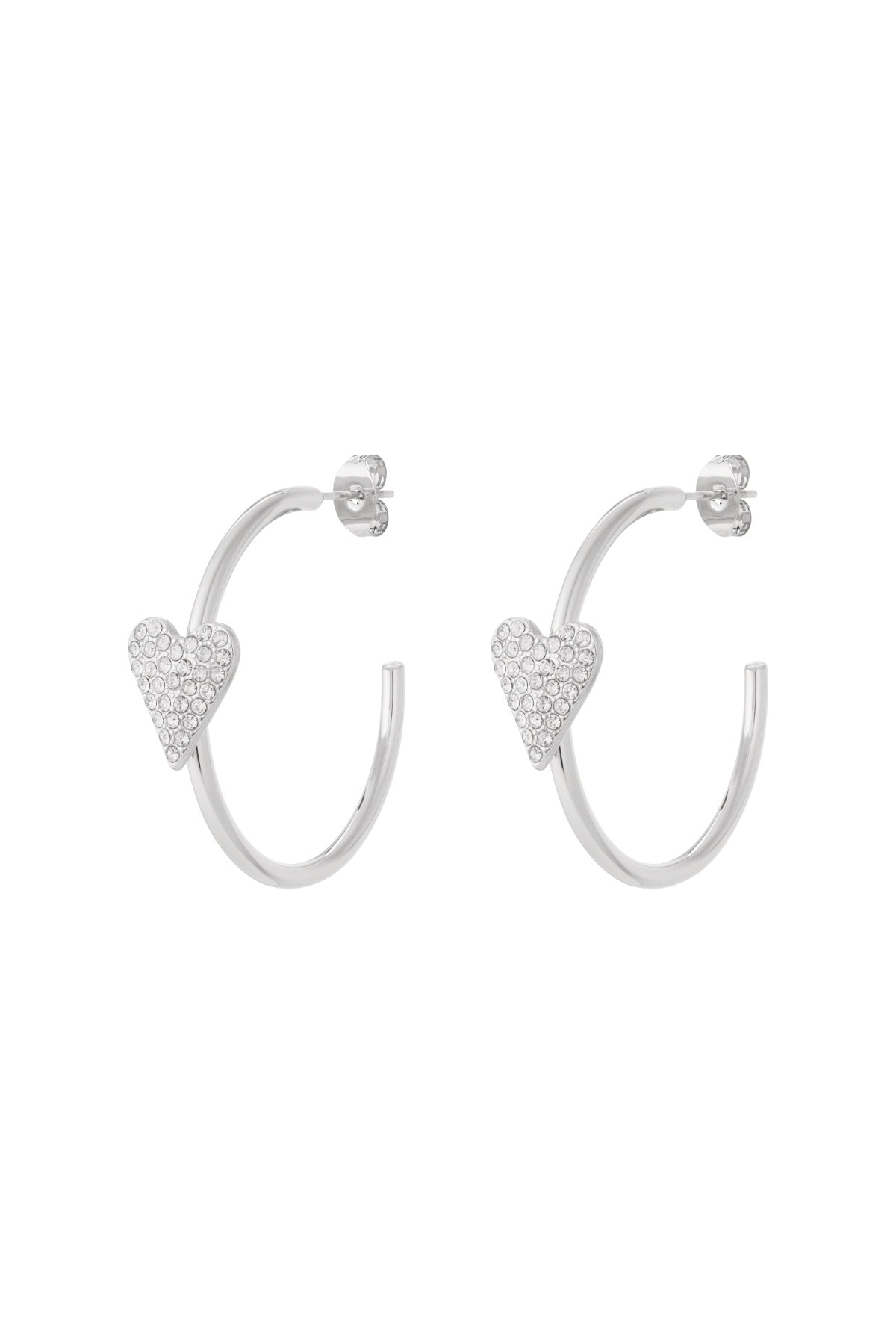 Damen Herz-Creolen Strass | Edelstahl | Gold & Silber