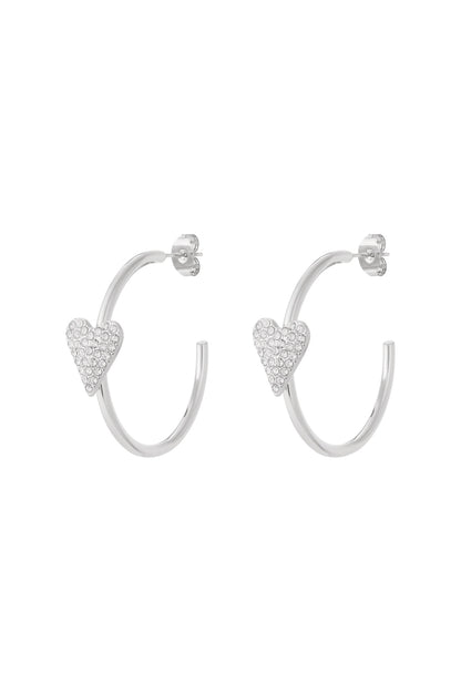 Damen Herz-Creolen Strass | Edelstahl | Gold & Silber