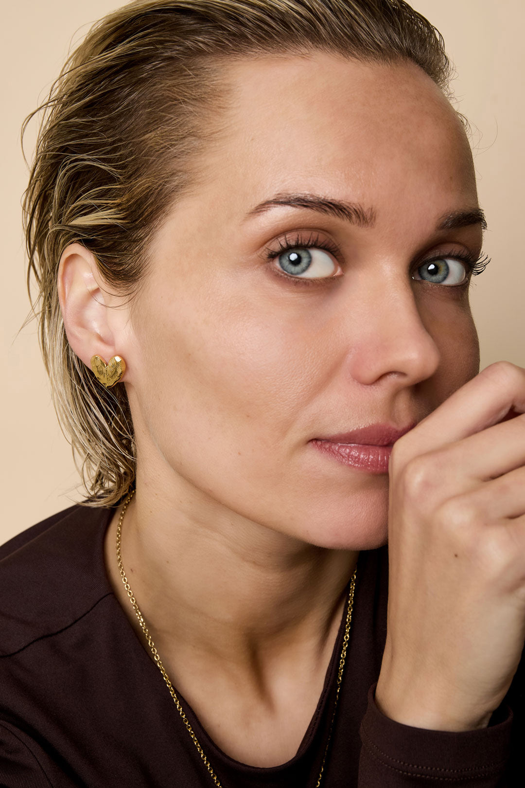 damen ohrstecker herz luxus | edelstahl | gold & silber