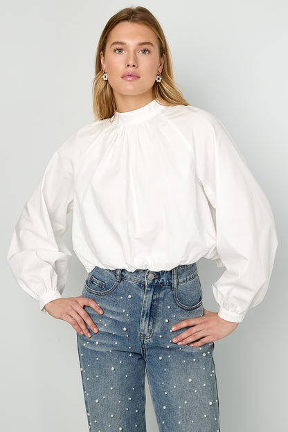 Damen Top Schleife Offener Rücken | Baumwolle | Wassermelonenrot