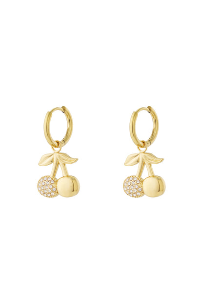 Damen Ohrringe Kirsch-Strass | Edelstahl | Goldfarbe