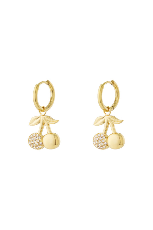 Damen Ohrringe Kirsch-Strass | Edelstahl | Goldfarbe