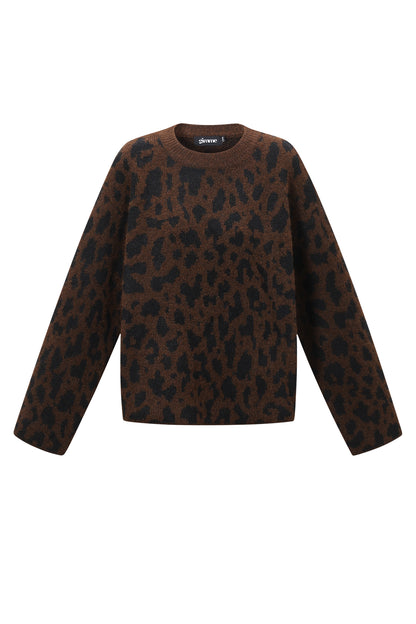 Damen Pullover Leopardenmuster Strick | Polyester | Mehrfarbig