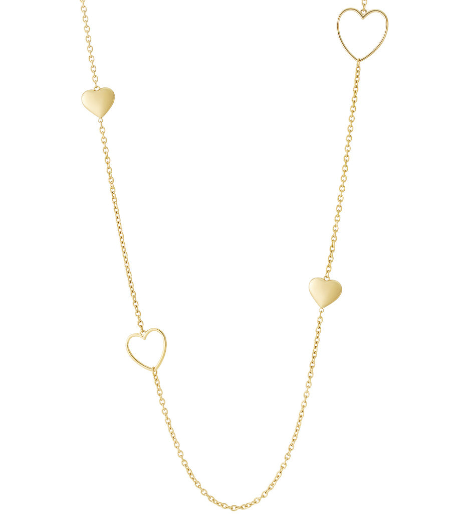 Damen Halskette Amour Herz Lang | Edelstahl vergoldet | Goldfarbe