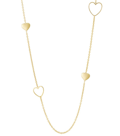 Damen Halskette Amour Herz Lang | Edelstahl vergoldet | Goldfarbe