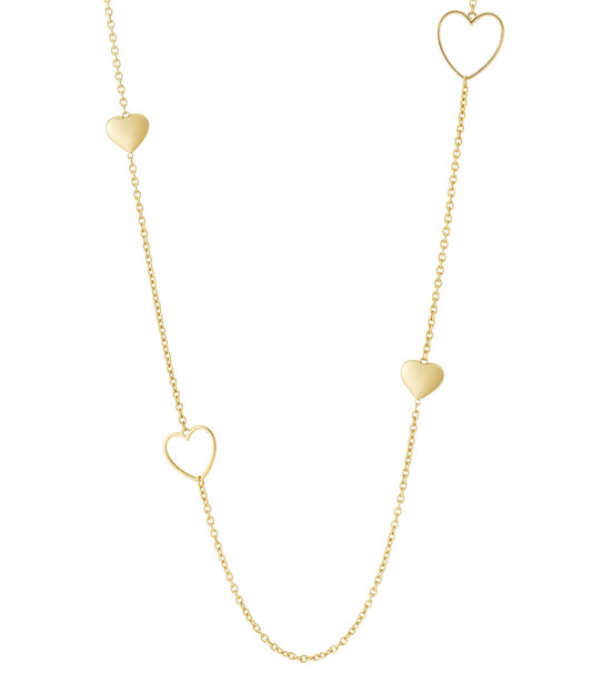 Damen Halskette Amour Herz Lang | Edelstahl vergoldet | Goldfarbe