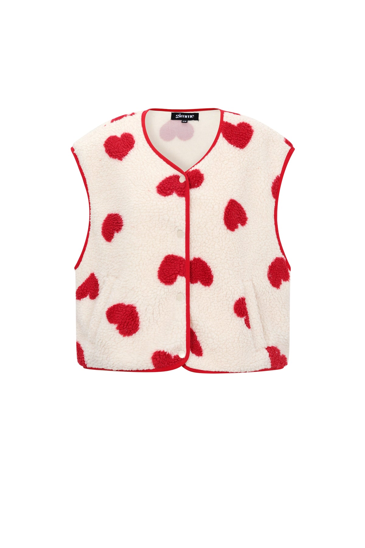 Damen Weste Herzmuster Lässig | Polyester | Beige