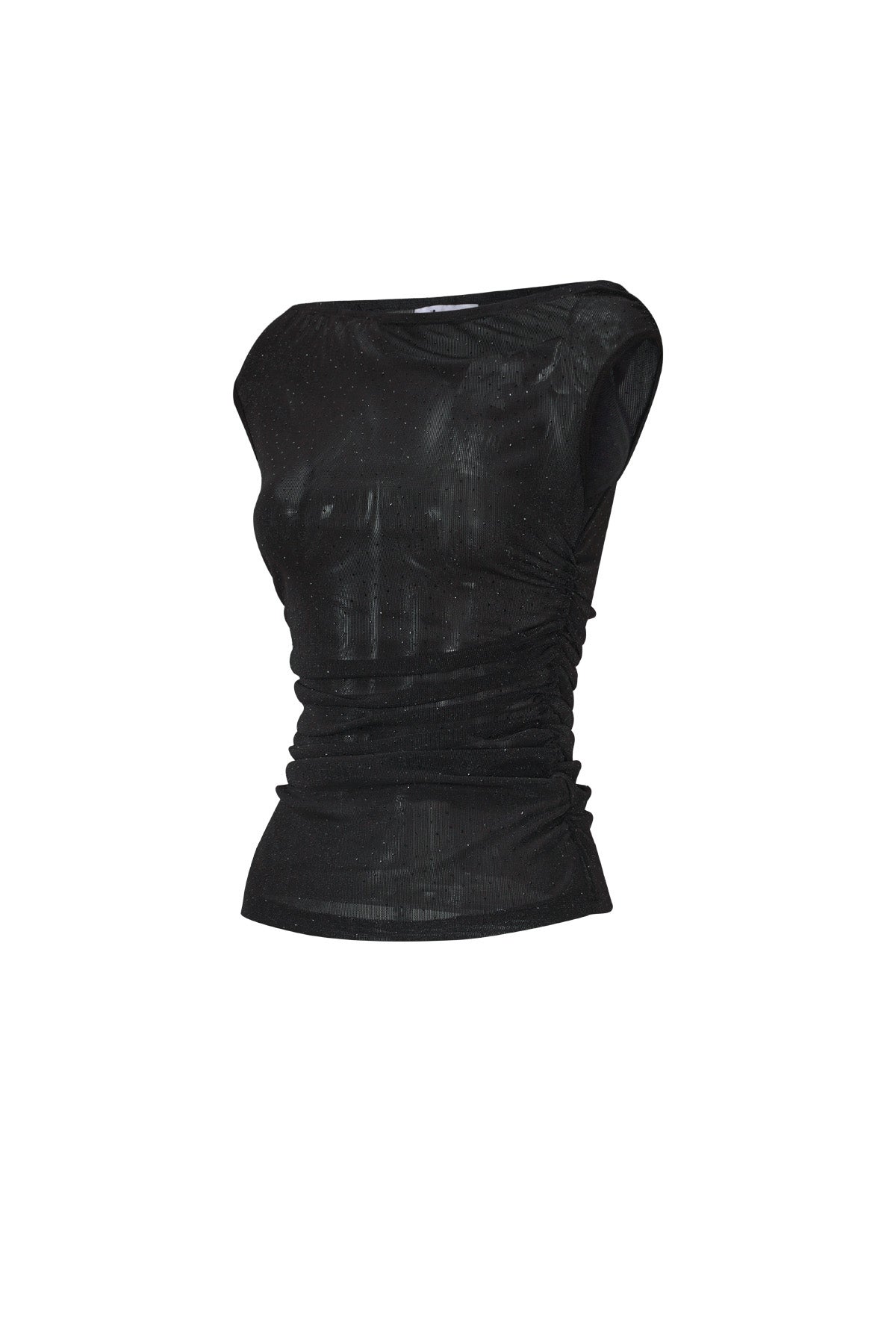 Damen Top Durchsichtig Ärmellos | Polyester | Schwarz