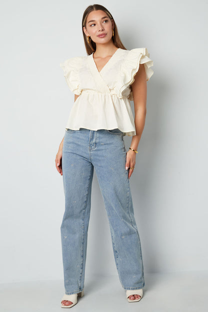Damen Bluse Ärmellos Rüschen | Polyester | Mehrfarbig