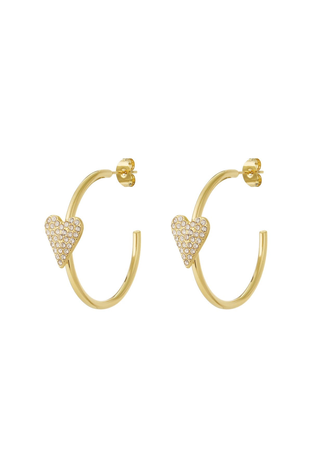 Damen Herz-Creolen Strass | Edelstahl | Gold & Silber