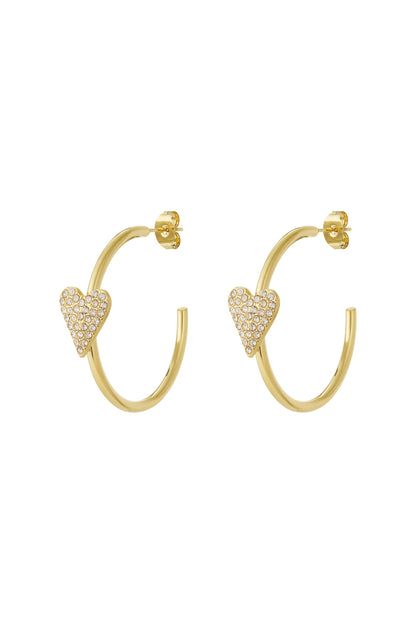 Damen Herz-Creolen Strass | Edelstahl | Gold & Silber