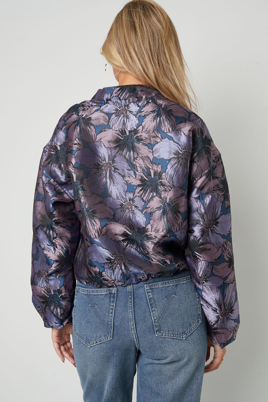 Damen Bomberjacke Blumendruck | Polyester | Mehrfarbig