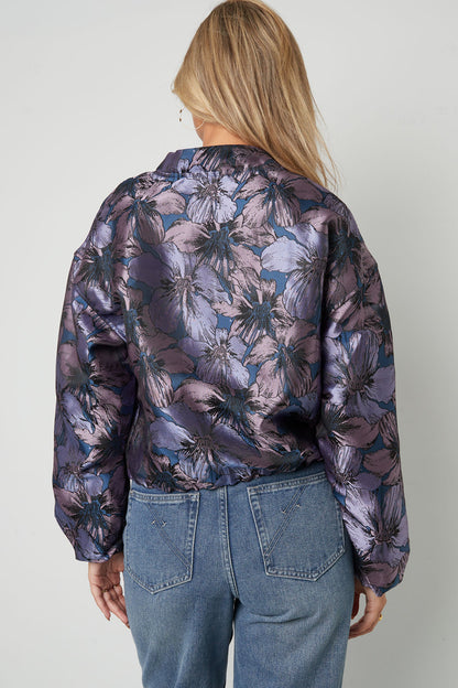 Damen Bomberjacke Blumendruck | Polyester | Mehrfarbig