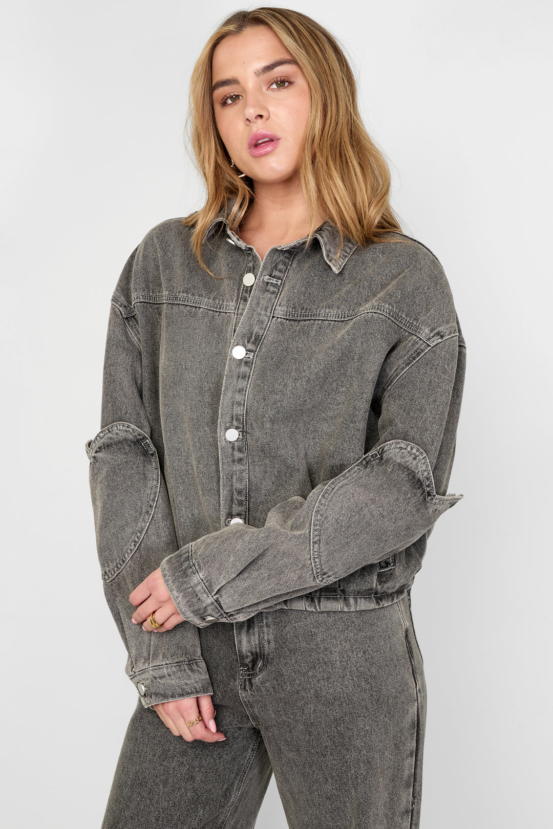 Damen Jeansjacke Set Herzmuster | Baumwolle | Rosa