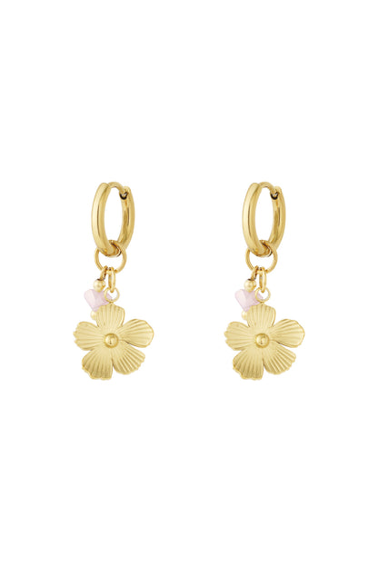 Damen Ohrringe Sonnenblume Kristall 14K | Edelstahl vergoldet | Rosa