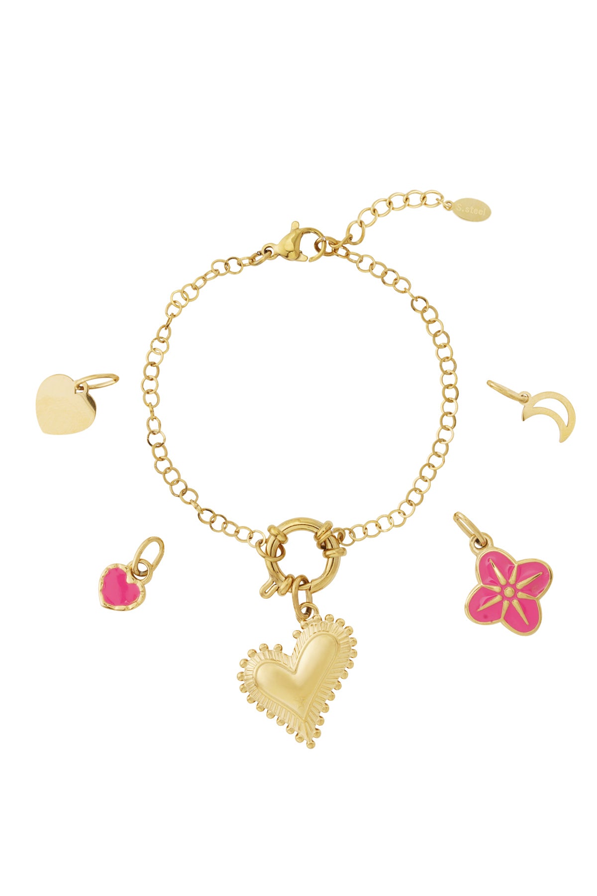 damen armband emaille herz diy | vergoldet | goldfarbe