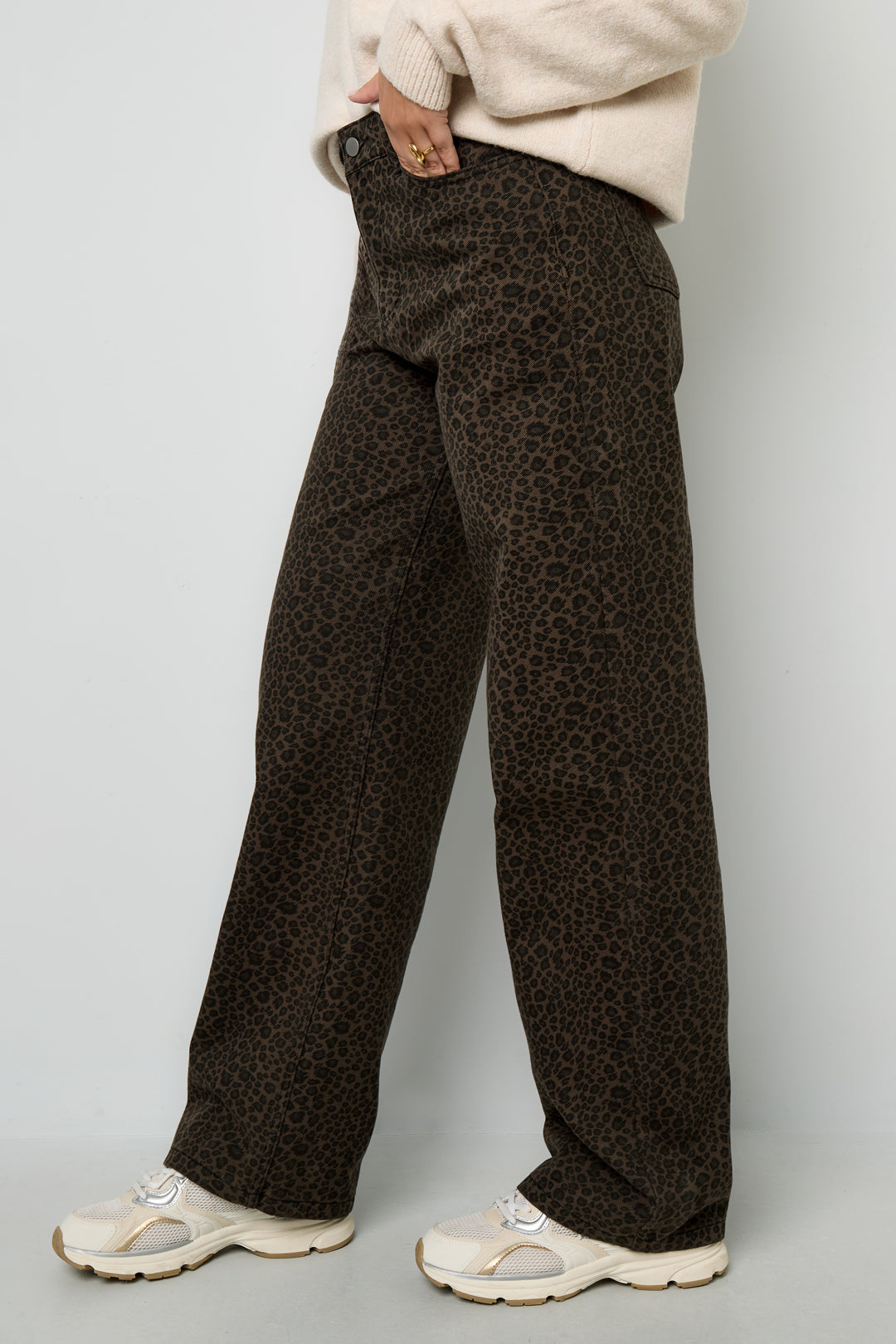 Damen Hose Leopard Herbst | Baumwolle | Dunkelbraun