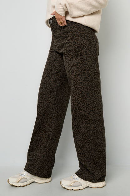 Damen Hose Leopard Herbst | Baumwolle | Dunkelbraun