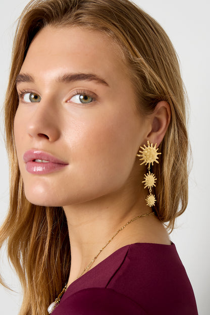 Damen Ohrhänger Sonne | Edelstahl | Goldfarbe