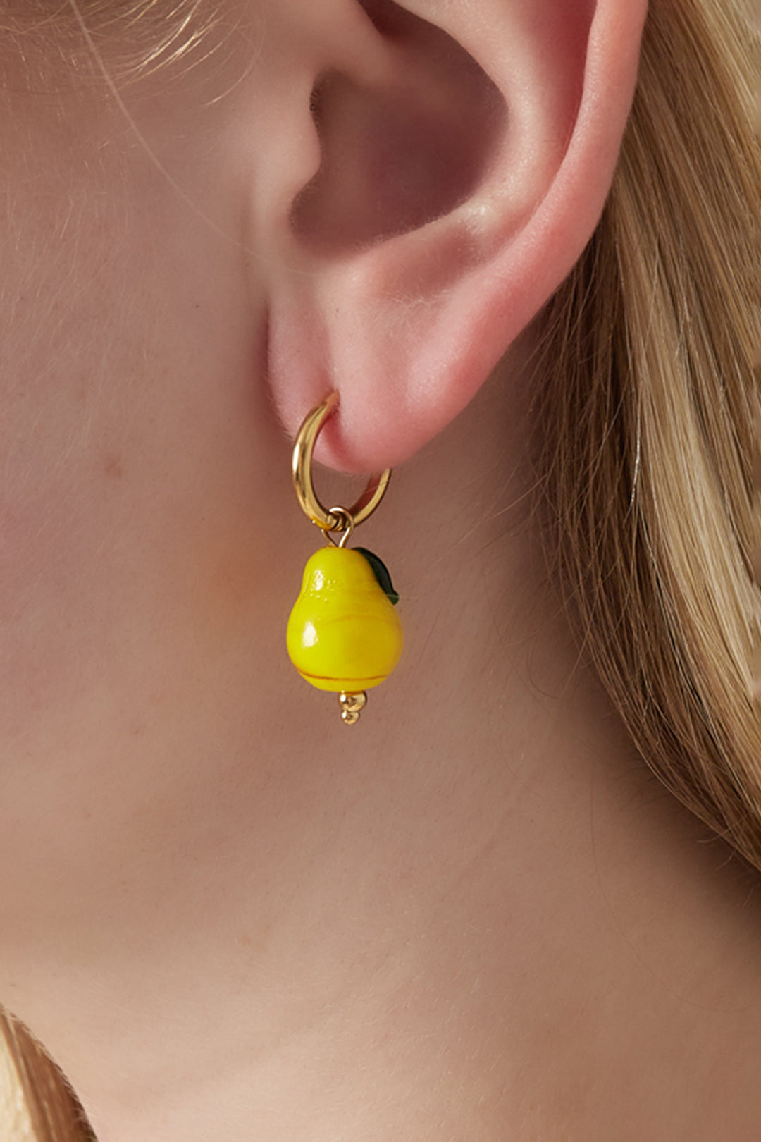 damen ohrringe birne emaille 14k | edelstahl vergoldet | gelb