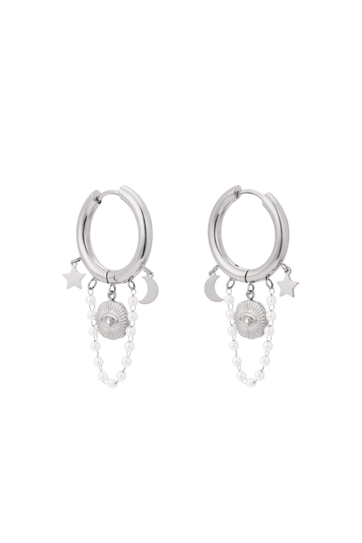 damen ohrringe perlenmond sonne 14k | stahl vergoldet | gold & silber