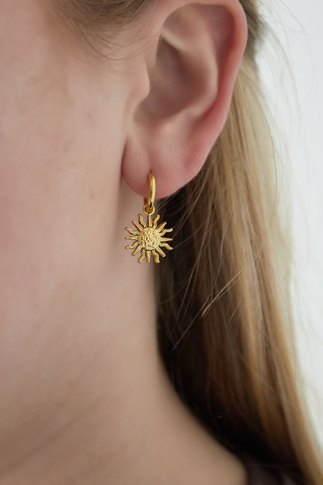 damen ohrringe sonne 14k | edelstahl vergoldet | gold & silber