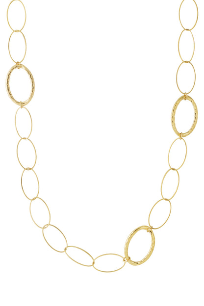 Damen Halskette Ovale Glieder Lang | Edelstahl | Goldfarbe