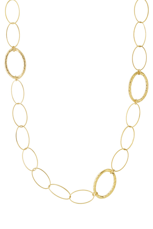 Damen Halskette Ovale Glieder Lang | Edelstahl | Goldfarbe