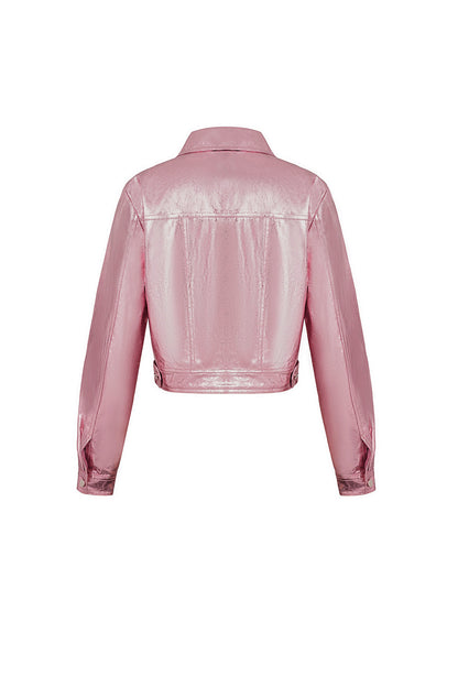 Damen Jacke Metallic Glanz | Kunstleder | Rosa