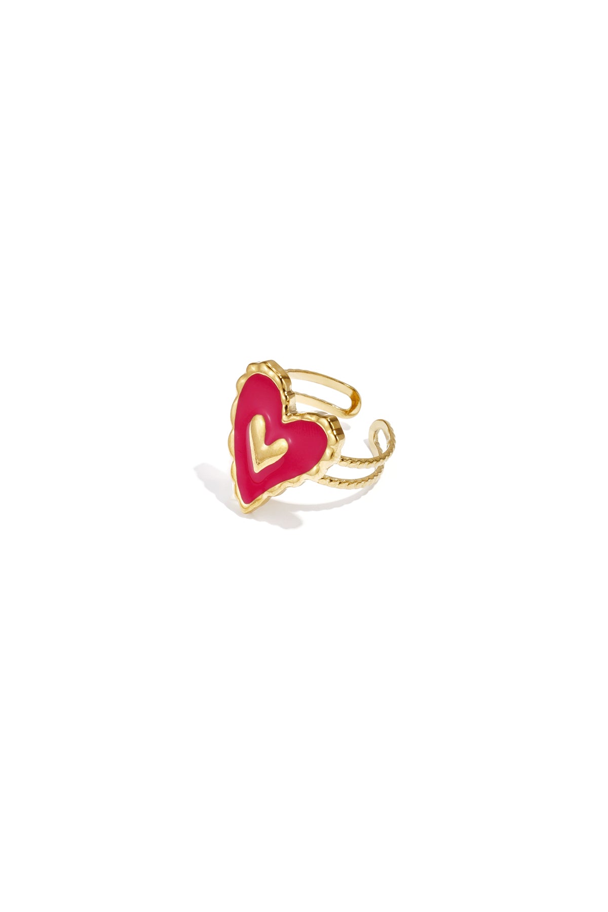 damen ring herz emaille statement | edelstahl | goldfarbe