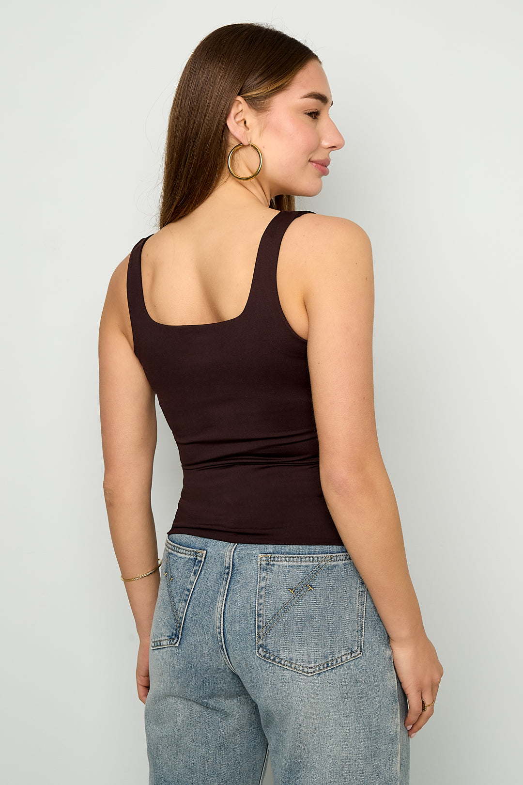 Damen Top Ärmellos Strick | Nylon | Dunkelbraun