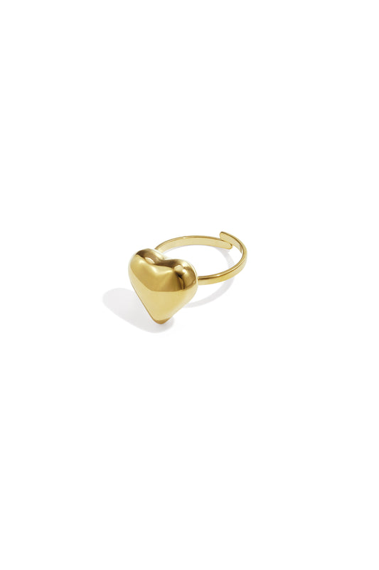 Damen Ring Herz Statement | Edelstahl | Goldfarbe & Silberfarbe