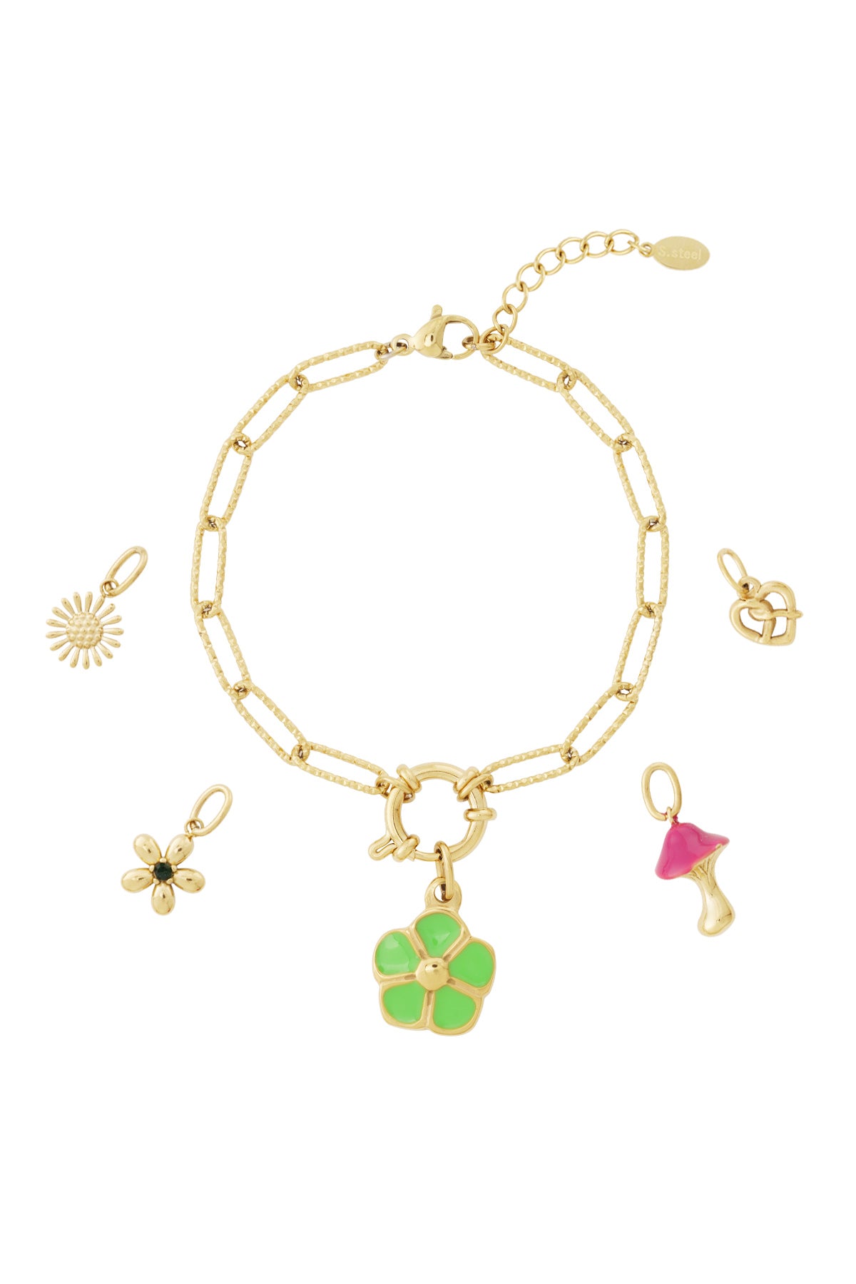 Damen Armband Kleeblatt Blume | Vergoldet | Goldfarbe