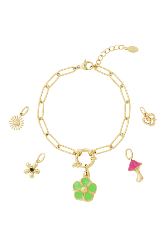 Damen Armband Kleeblatt Blume | Vergoldet | Goldfarbe