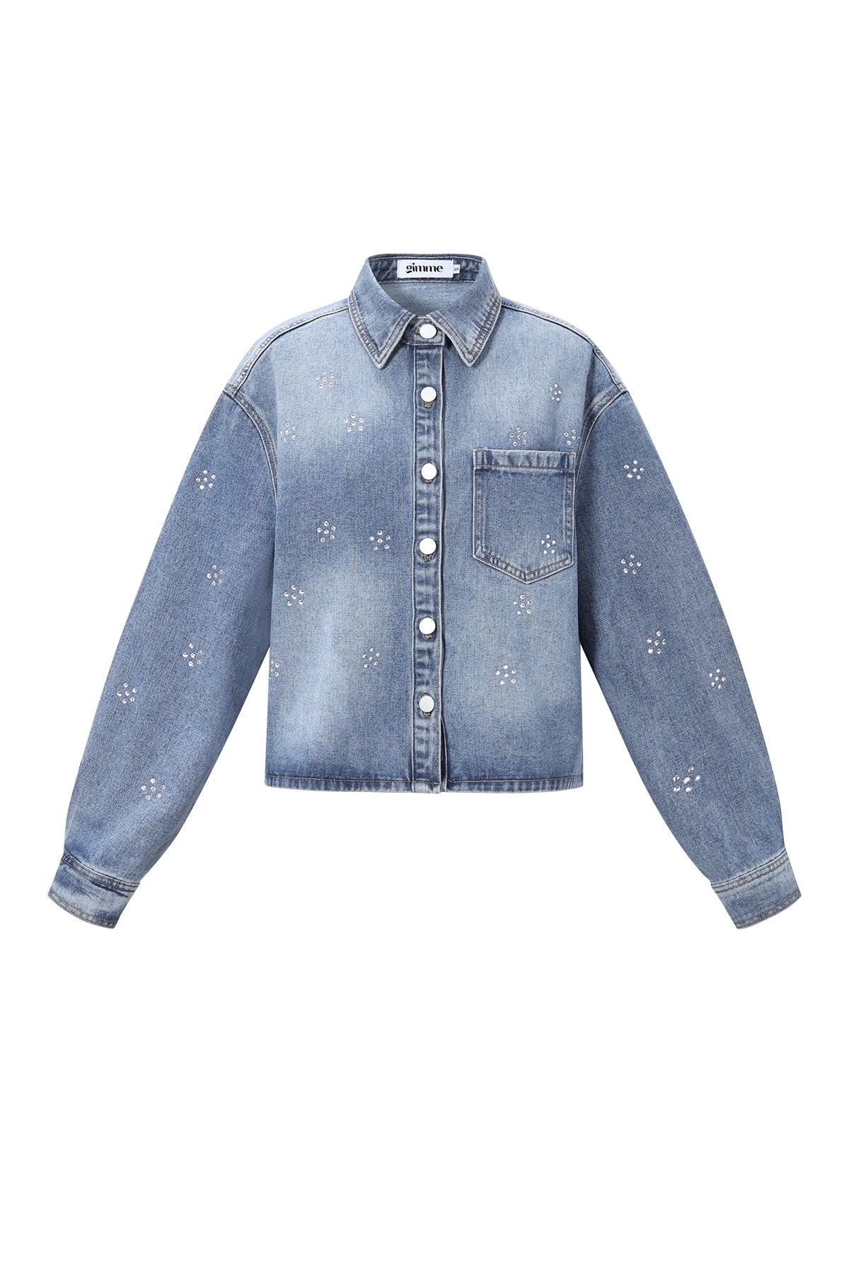 damen jeansjacke strass | baumwolle | blau