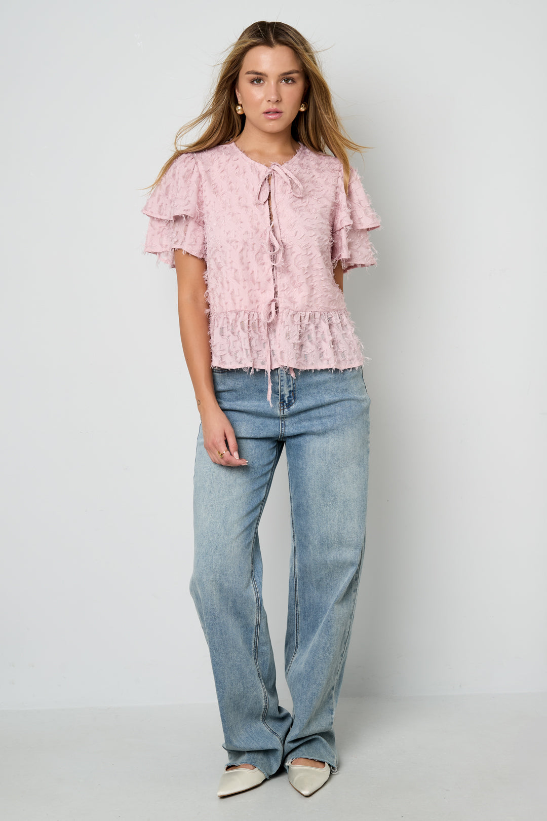 damen top kurzarm bindung | polyester | mehrfarbig