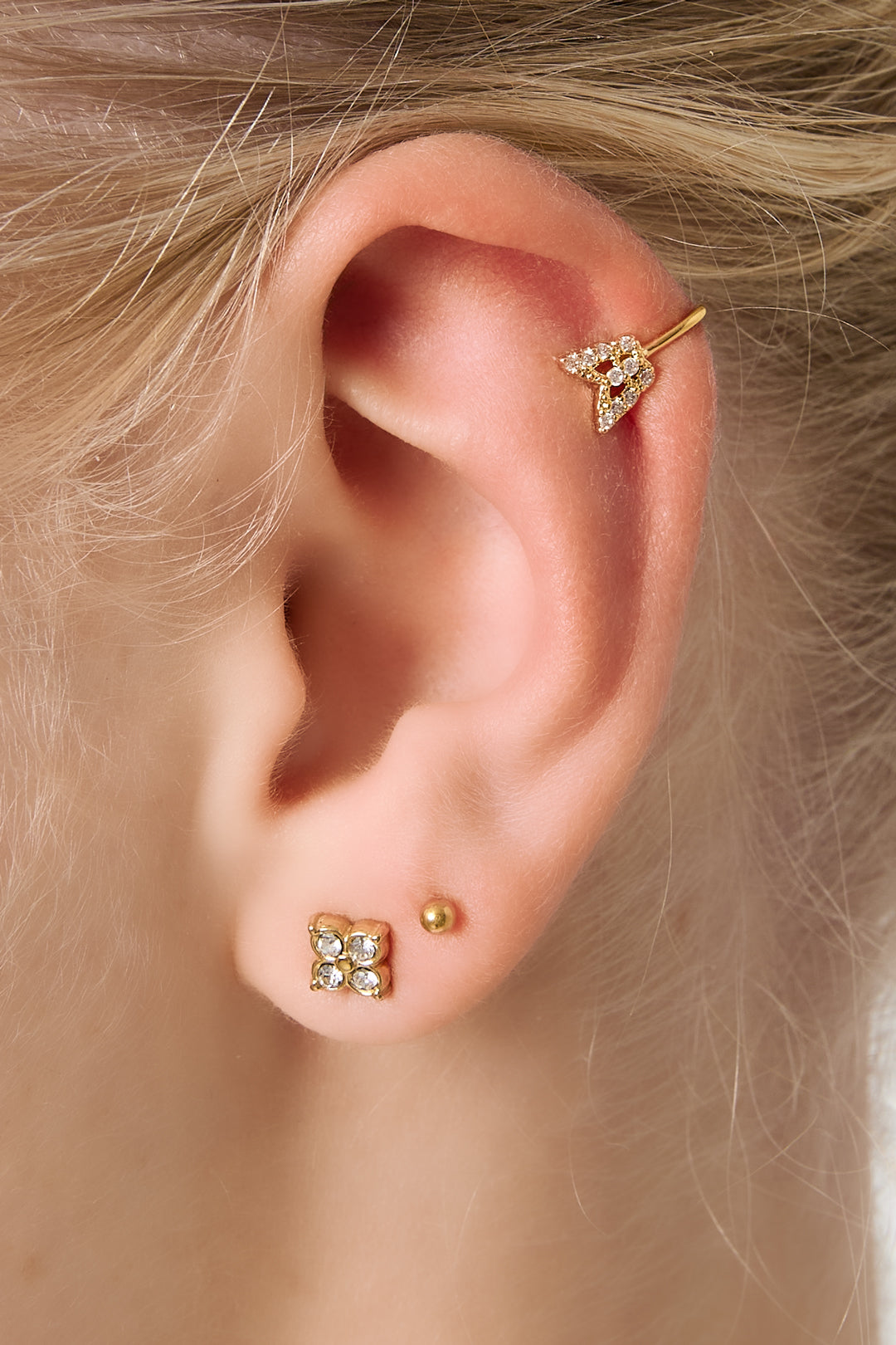 damen ear cuff & nasenmanschette zirkon veredelt | kupfer | goldfarbe & silberfarbe