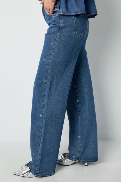 Damen Jeans Herzstickerei | Baumwolle | Blau
