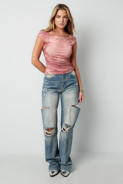 Damen Top Transparent Sommer | Polyester | Rosa