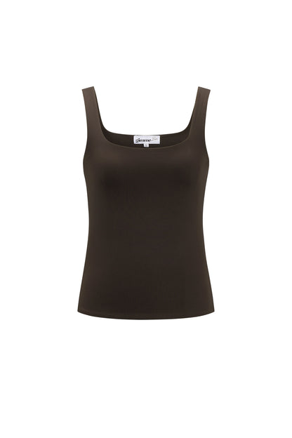 Damen Stricktop Basic | Nylon | Dunkelbraun