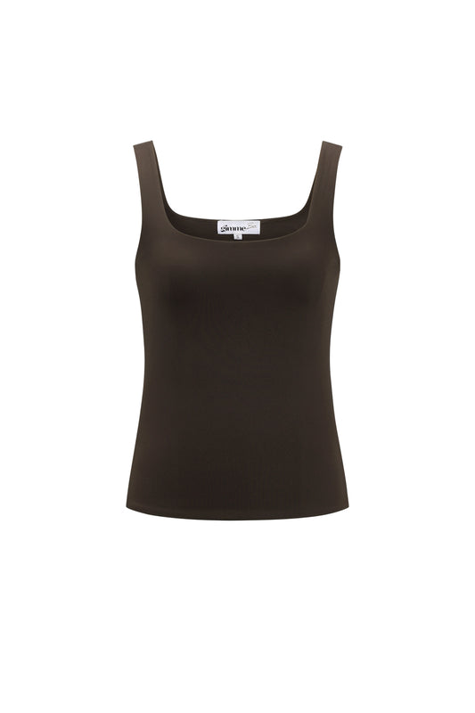 Damen Stricktop Basic | Nylon | Dunkelbraun