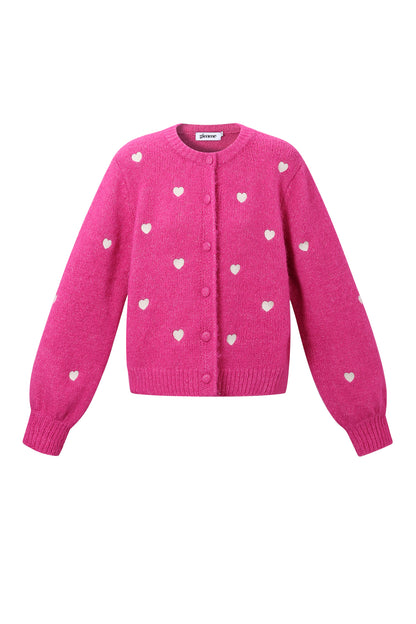 Damen Strickjacke Herzchen Leicht | Polyester | Mehrfarbig
