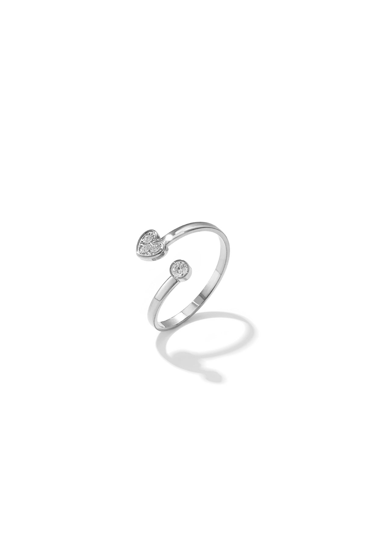 minimalistischer verstellbarer ring mit steinen und herz