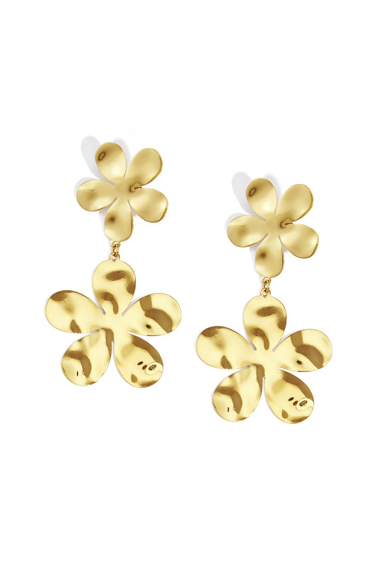 Damen Tropfenohrringe Bluete | Edelstahl | Goldfarbe