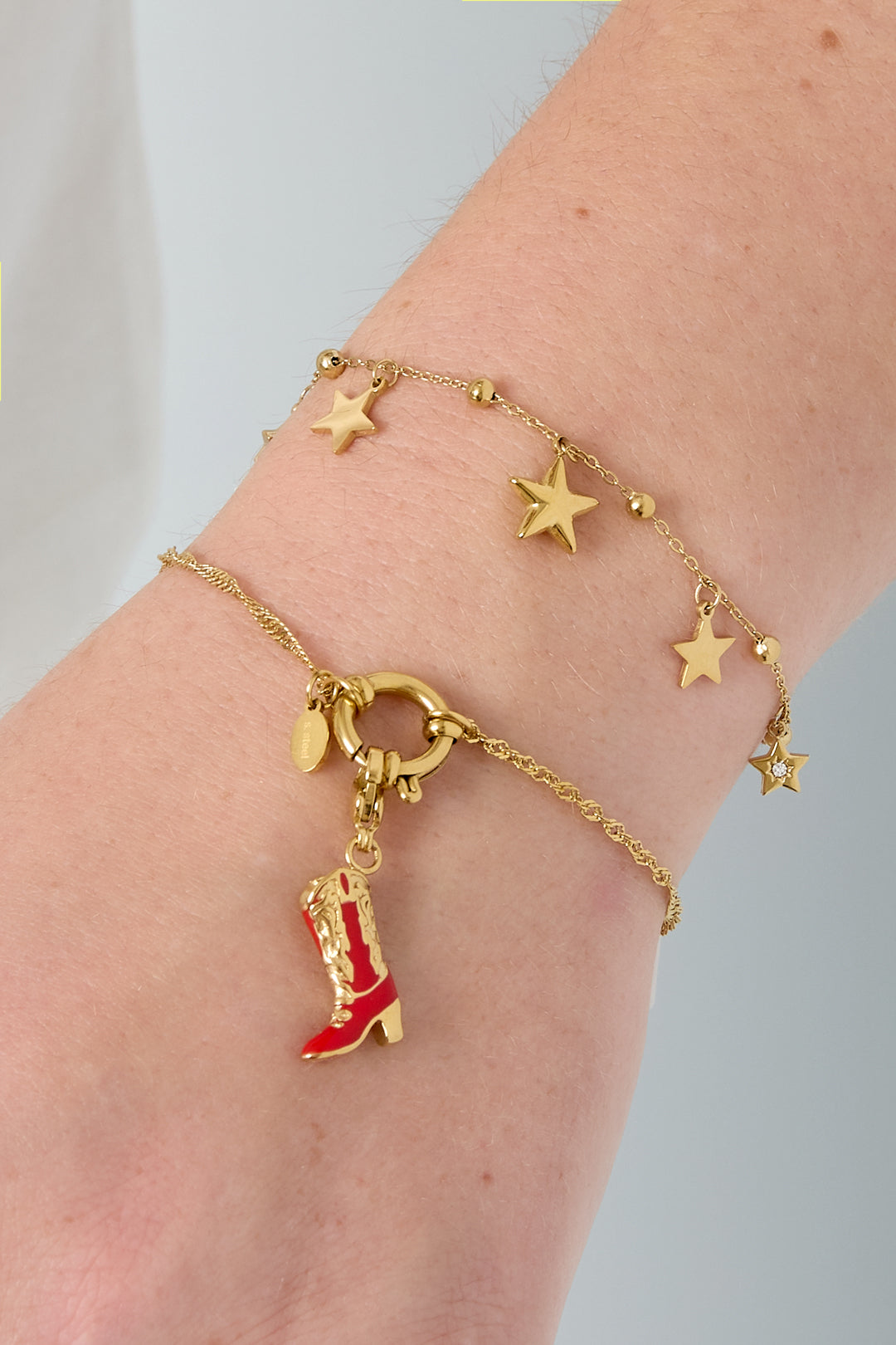 Damen Charm Armband Stern Strass | Edelstahl | Gold- und Silberfarbe