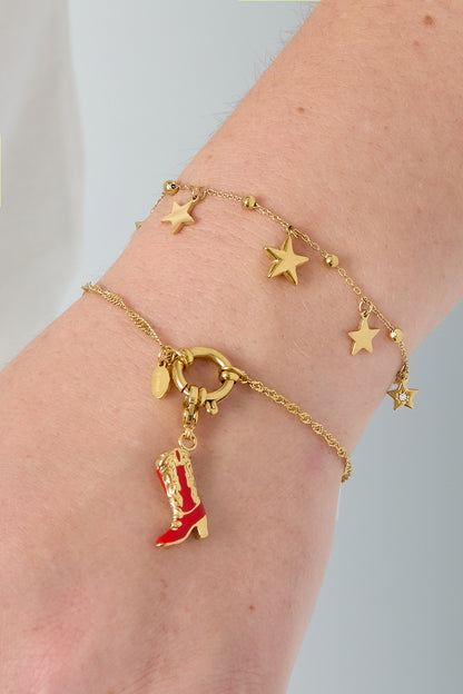 Damen Charm Armband Stern Strass | Edelstahl | Gold- und Silberfarbe