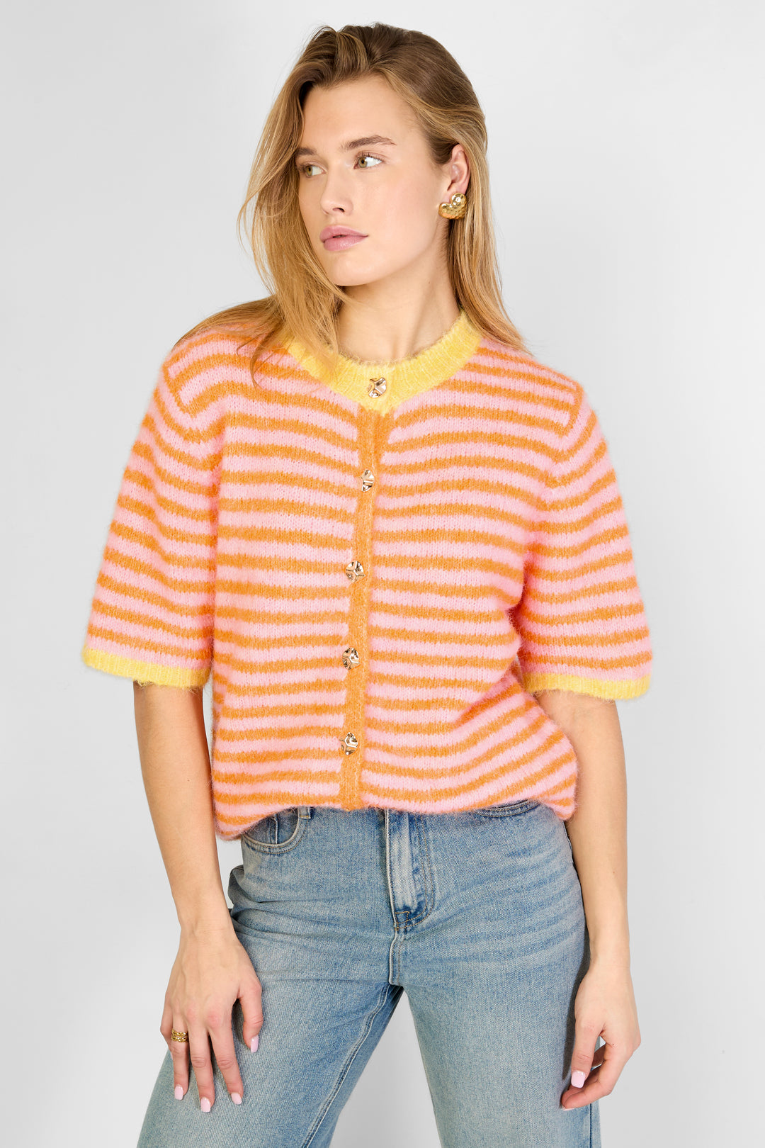 damen weste streifenstrick leicht | polyester | mehrfarbig