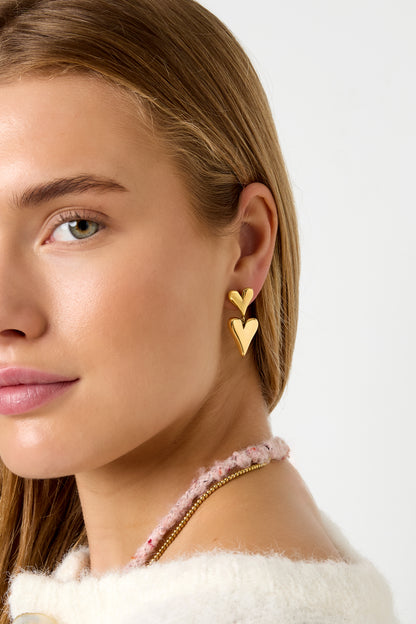 Damen Ohrringe Herz Glanz Zart | Edelstahl | Goldfarbe & Silberfarbe
